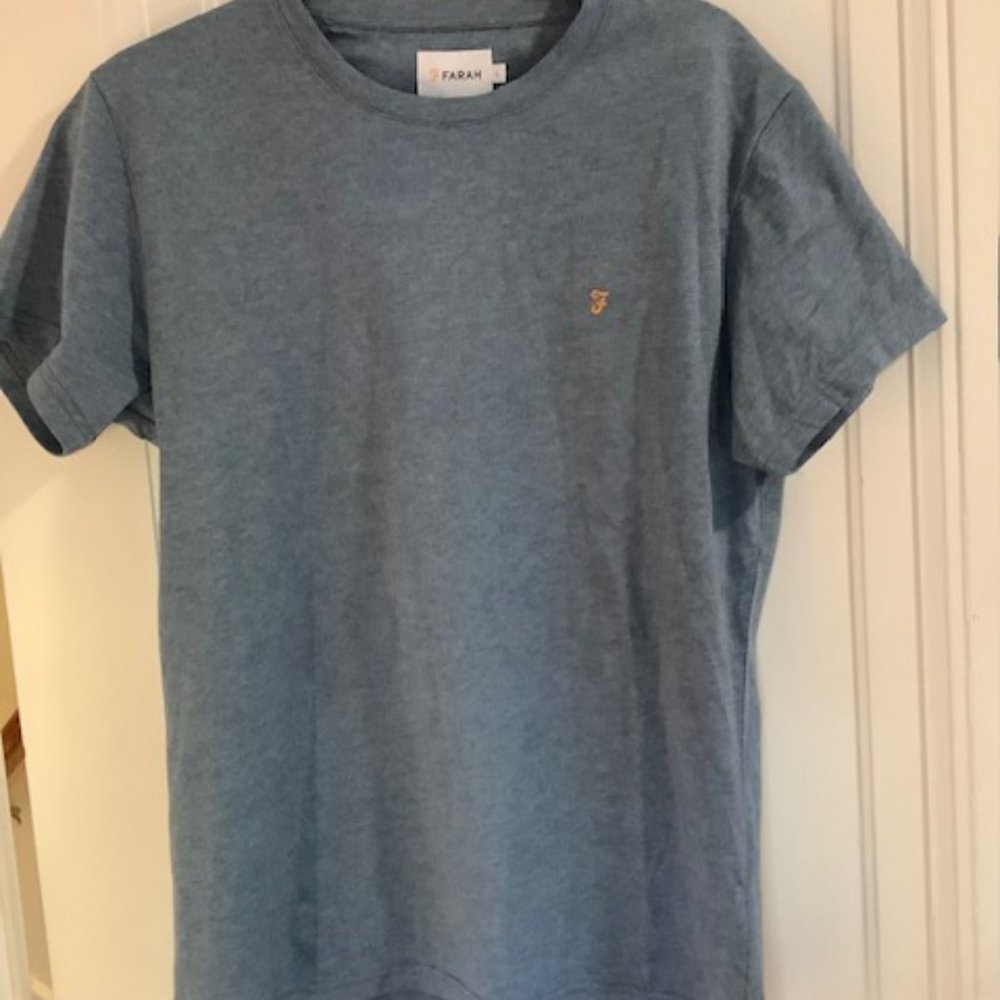 Men's Farah Cotton/Poly Blend T-Shirt in Grey Marl Size L